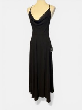 Black Lulus Gown with Cowl Neck NWT